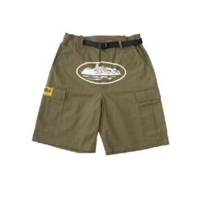 corteiz alcatraz cargo shorts khaki green