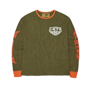 Corteiz Gasolina Waffle Sweatshirt Tonal Khaki